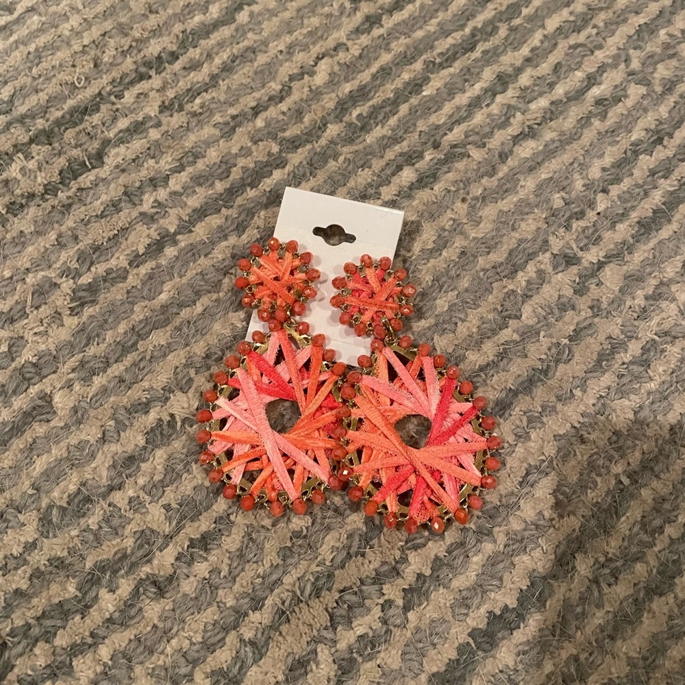 Pink Thread Statement Earrings